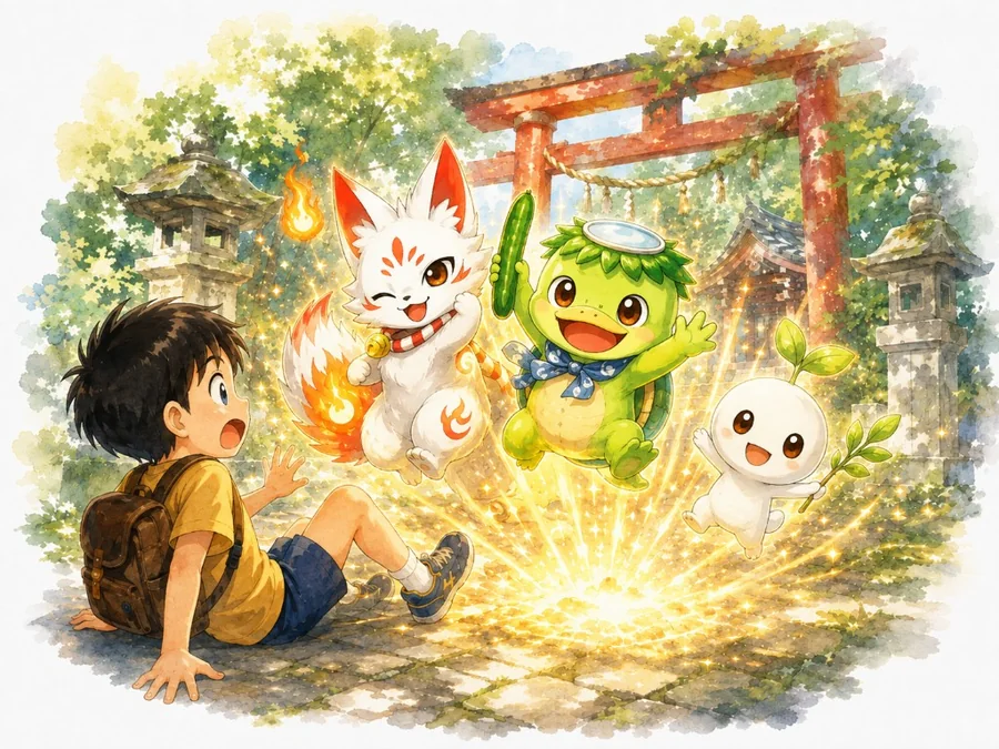 ピースにふれたそのとき！ようかいたちがとびだしてきた！